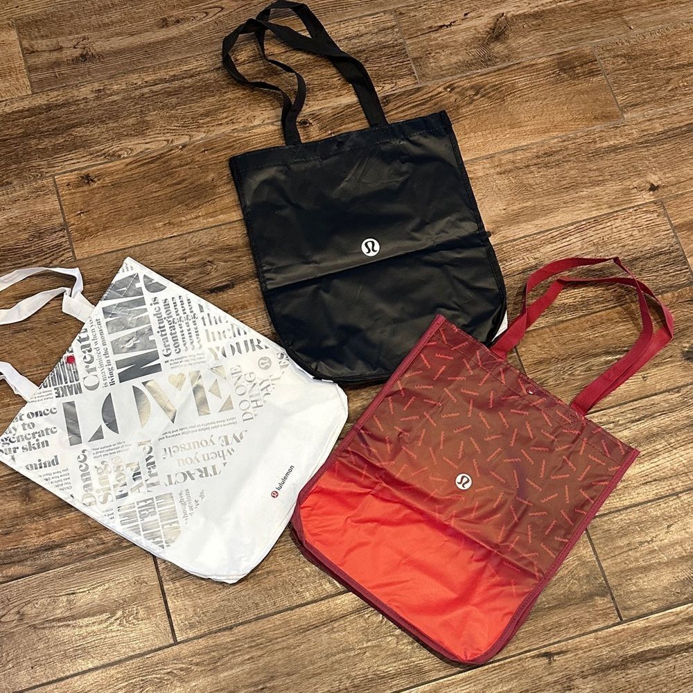 lululemon athletica Black, White, and Red Tote Trio